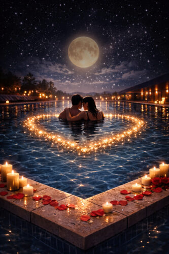 Valentins-Mitternacht-Schwimmen